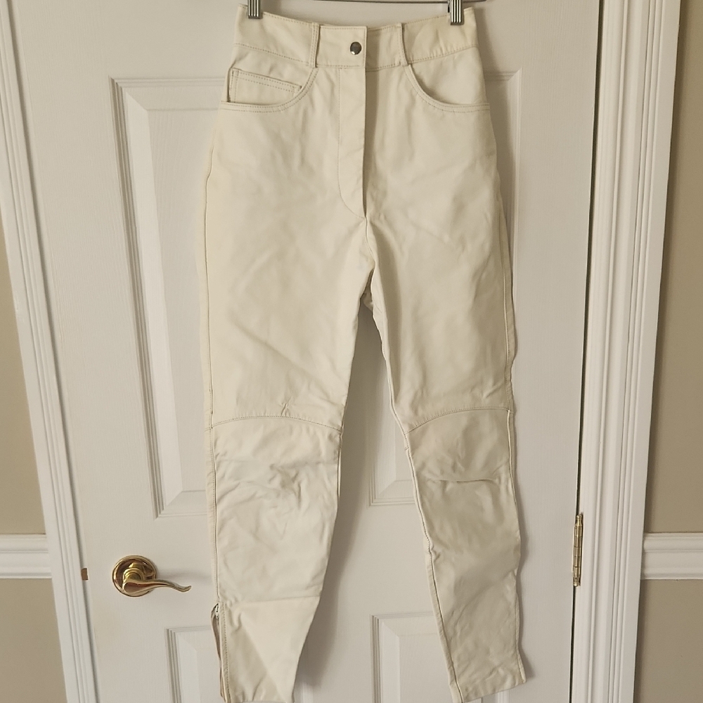 Cream Leather Pants